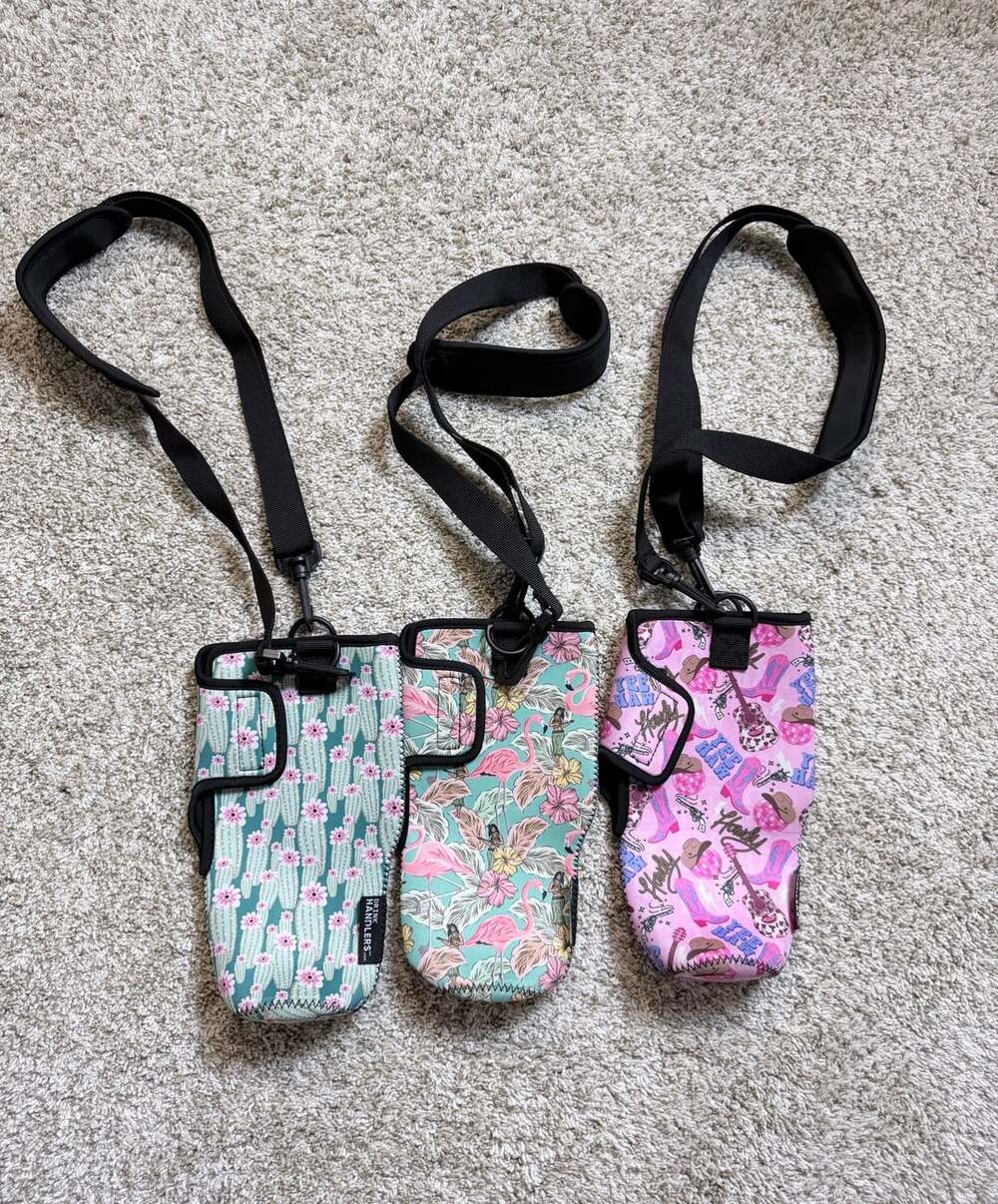 Drink Handlers Neoprene Water Bottle Tumbler Holder with Carrying Strap Set of 3